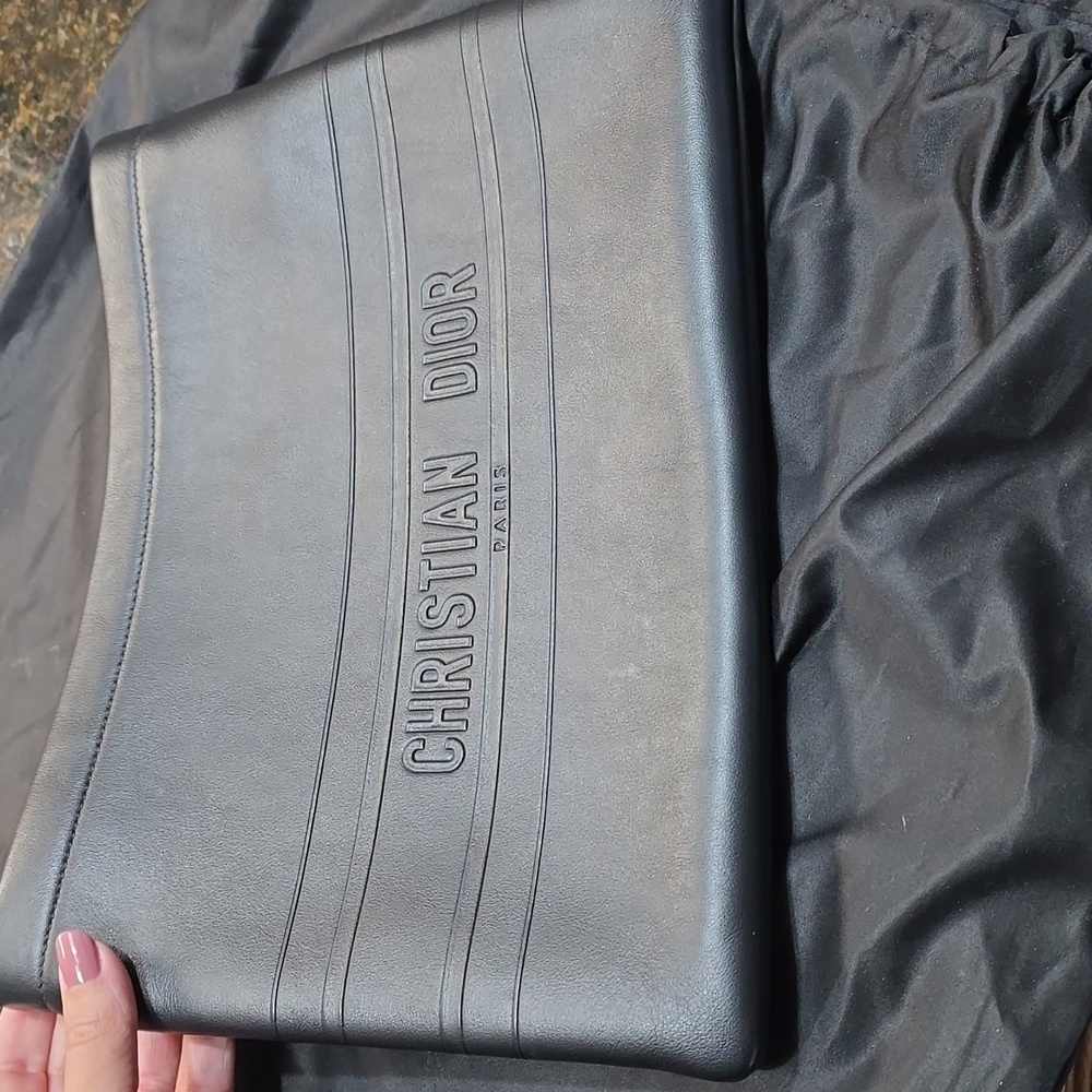Christian Dior Large black leather clutch